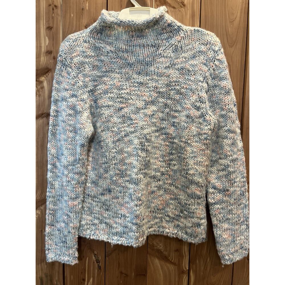 JH Collectibles Petite Blue Pink Chunky Knit Turtleneck‎ Sweater